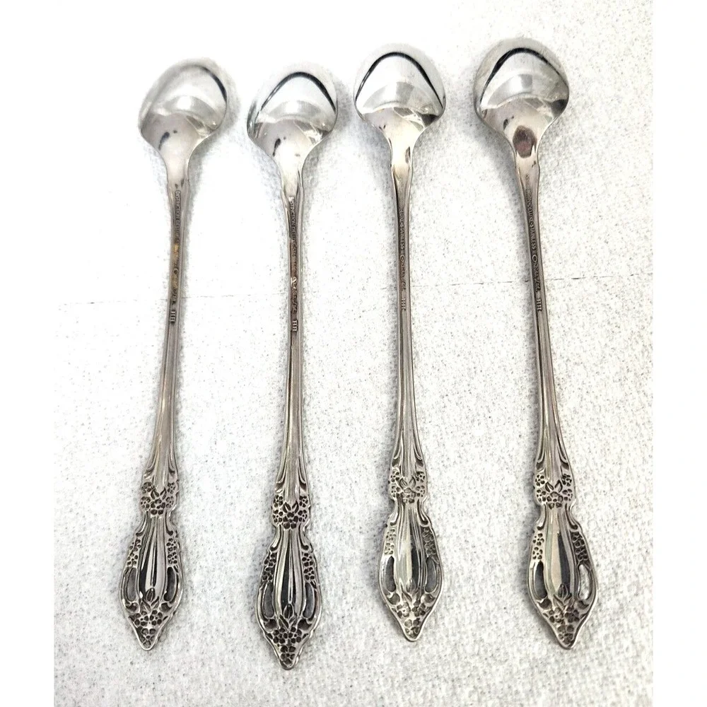 Oneida Distinction Deluxe RAPHAEL Iced Tea Spoons Stainless Flatware Lot of 4